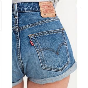 Levi's Button Fly High Rise Denim Black Tab Shorts